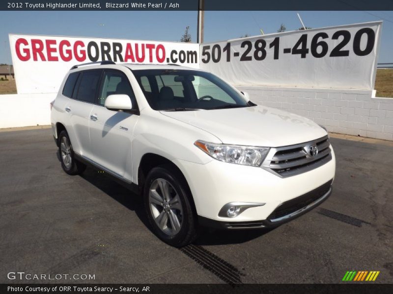 Blizzard White Pearl / Ash 2012 Toyota Highlander Limited