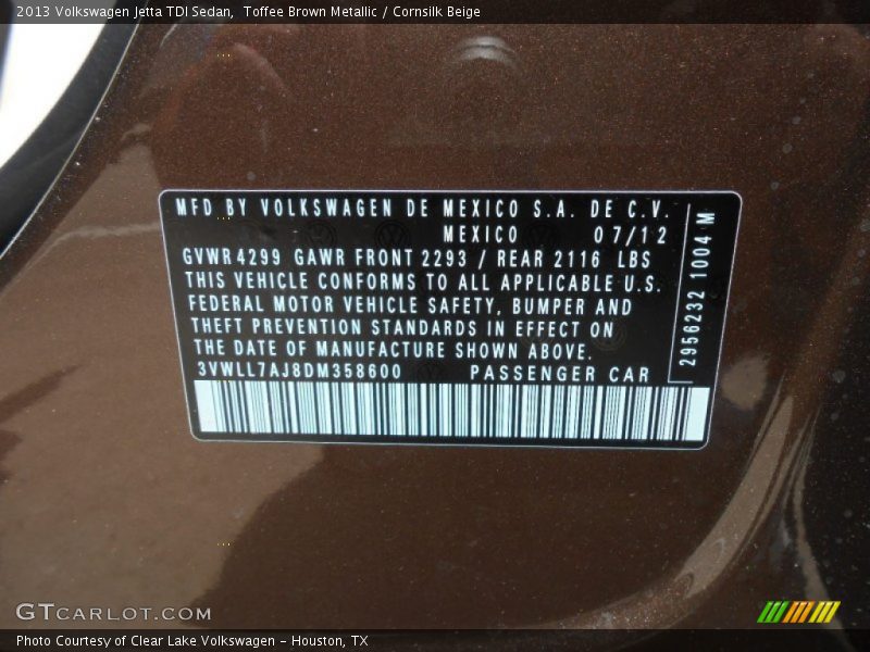 Toffee Brown Metallic / Cornsilk Beige 2013 Volkswagen Jetta TDI Sedan