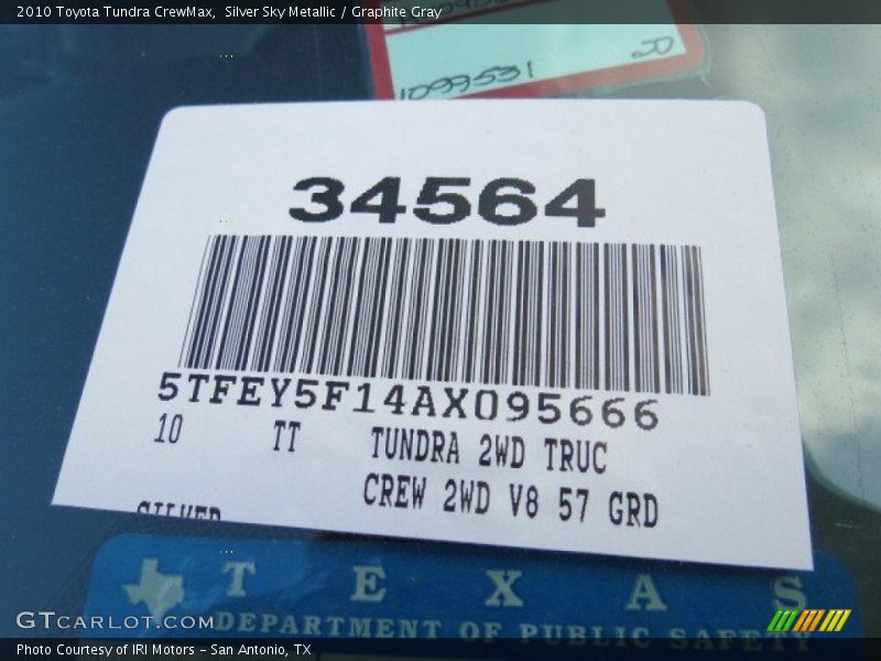 Silver Sky Metallic / Graphite Gray 2010 Toyota Tundra CrewMax