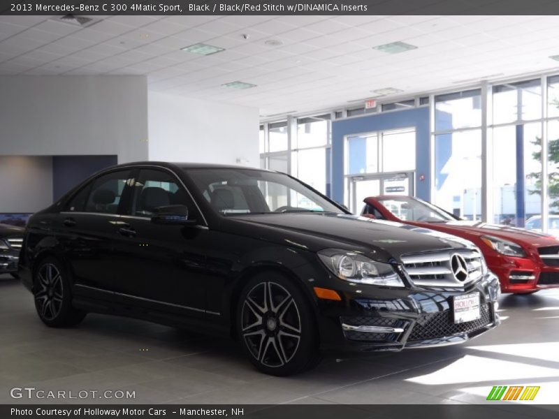 Black / Black/Red Stitch w/DINAMICA Inserts 2013 Mercedes-Benz C 300 4Matic Sport