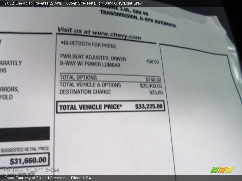 Cyber Gray Metallic / Dark Gray/Light Gray 2012 Chevrolet Traverse LS AWD