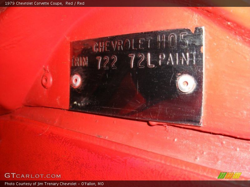 1979 Corvette Coupe Red Color Code 72