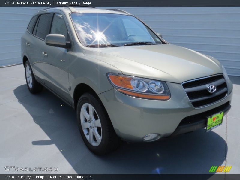 Platinum Sage / Beige 2009 Hyundai Santa Fe SE