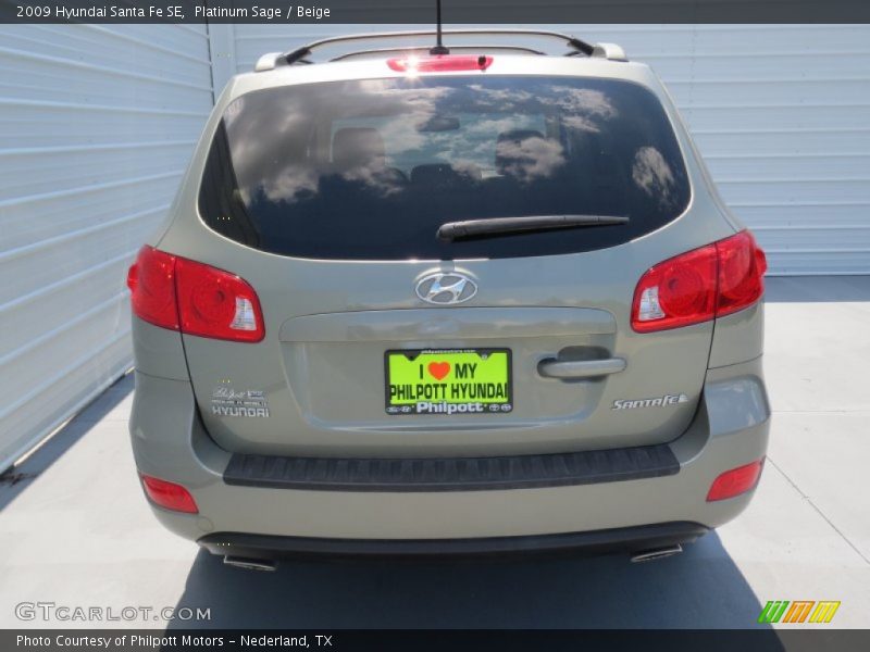 Platinum Sage / Beige 2009 Hyundai Santa Fe SE