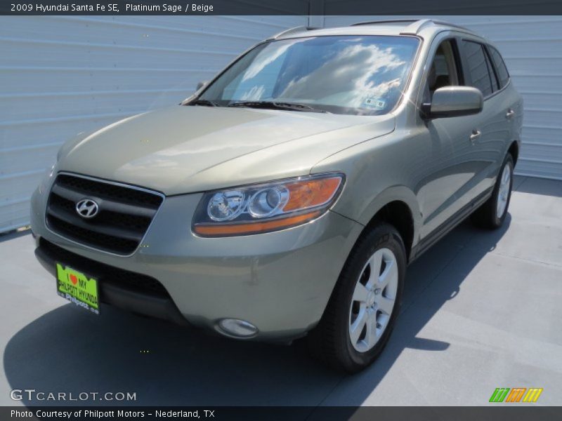 Platinum Sage / Beige 2009 Hyundai Santa Fe SE