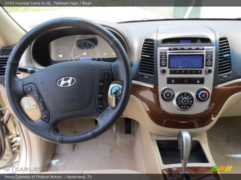 Platinum Sage / Beige 2009 Hyundai Santa Fe SE