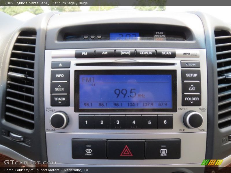 Platinum Sage / Beige 2009 Hyundai Santa Fe SE