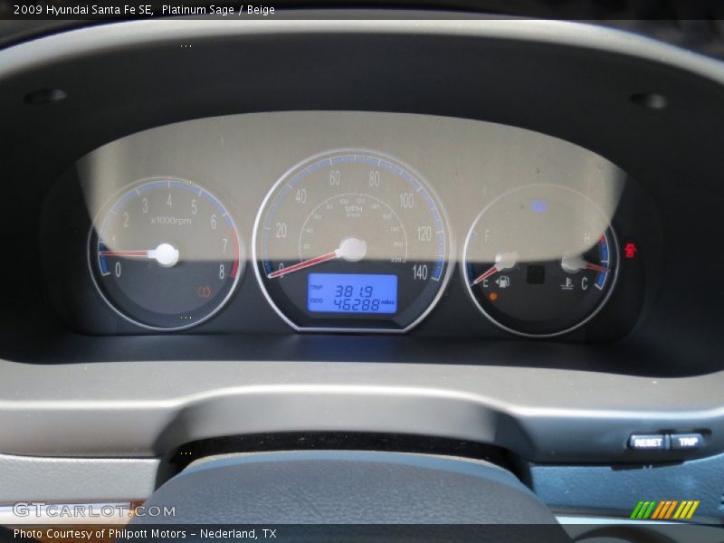 Platinum Sage / Beige 2009 Hyundai Santa Fe SE