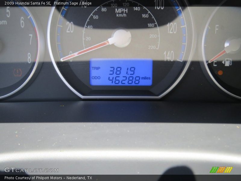 Platinum Sage / Beige 2009 Hyundai Santa Fe SE