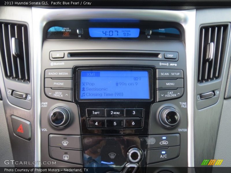 Pacific Blue Pearl / Gray 2013 Hyundai Sonata GLS