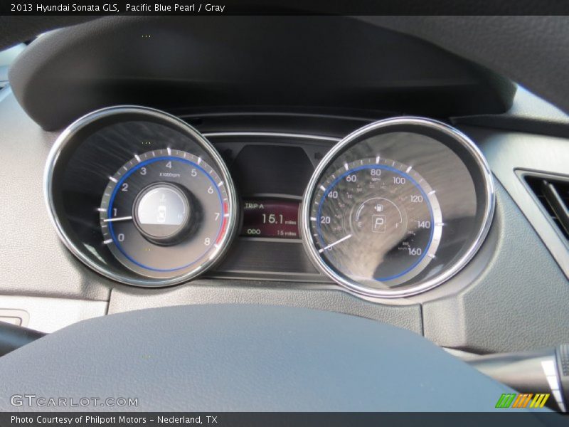 Pacific Blue Pearl / Gray 2013 Hyundai Sonata GLS