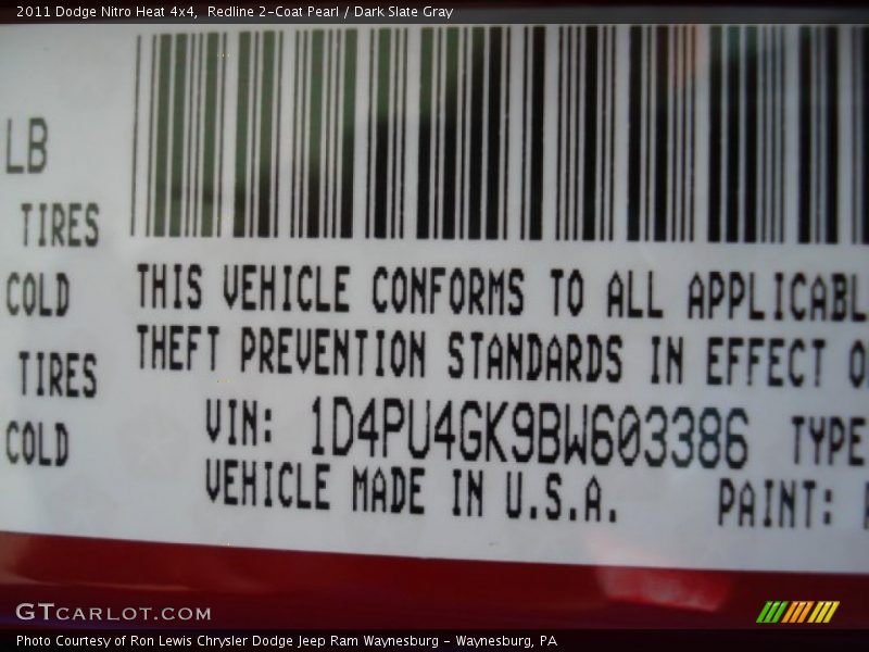 Redline 2-Coat Pearl / Dark Slate Gray 2011 Dodge Nitro Heat 4x4