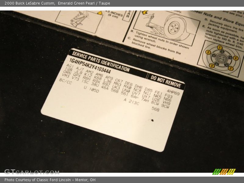 Emerald Green Pearl / Taupe 2000 Buick LeSabre Custom
