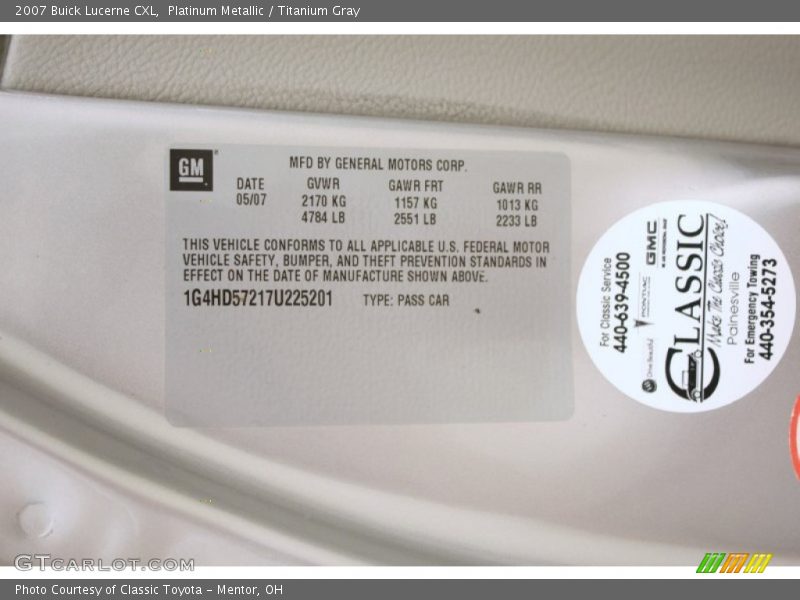Platinum Metallic / Titanium Gray 2007 Buick Lucerne CXL