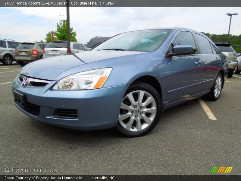 Cool Blue Metallic / Gray 2007 Honda Accord EX-L V6 Sedan