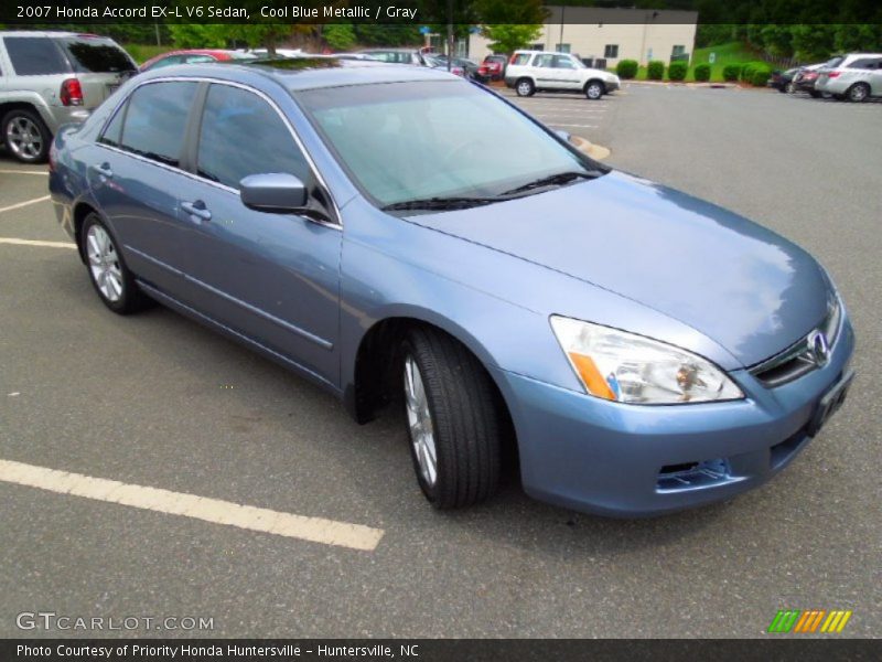 Cool Blue Metallic / Gray 2007 Honda Accord EX-L V6 Sedan