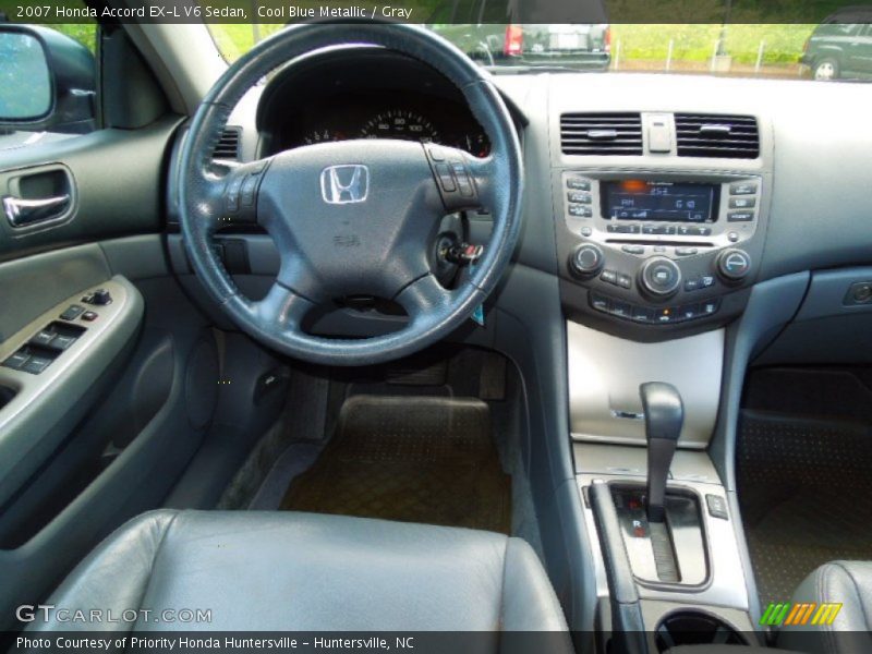 Cool Blue Metallic / Gray 2007 Honda Accord EX-L V6 Sedan
