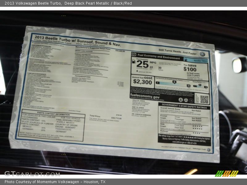  2013 Beetle Turbo Window Sticker