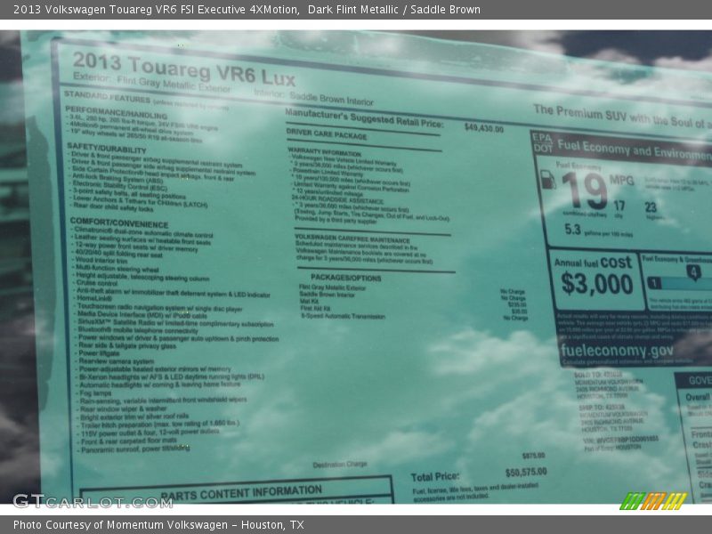 Dark Flint Metallic / Saddle Brown 2013 Volkswagen Touareg VR6 FSI Executive 4XMotion