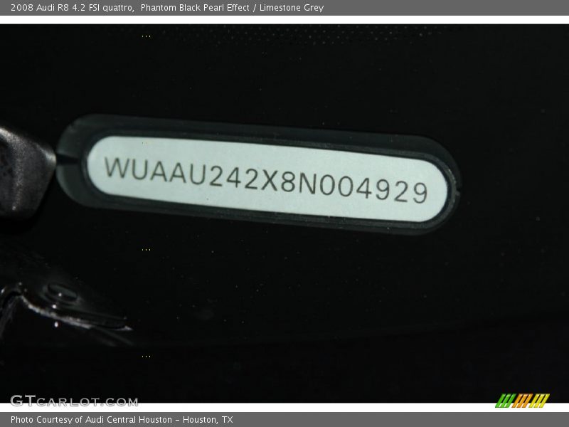 Phantom Black Pearl Effect / Limestone Grey 2008 Audi R8 4.2 FSI quattro