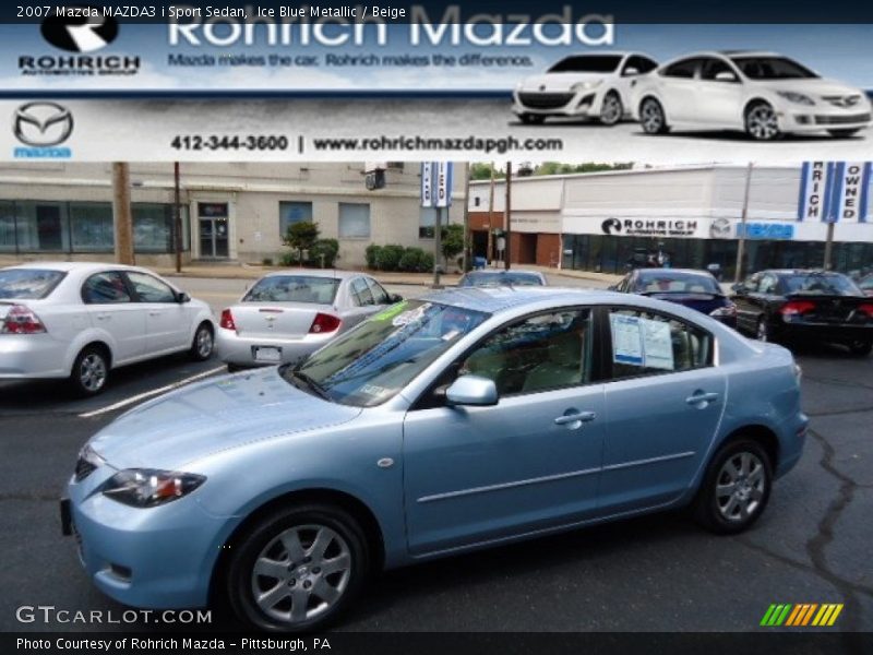 Ice Blue Metallic / Beige 2007 Mazda MAZDA3 i Sport Sedan