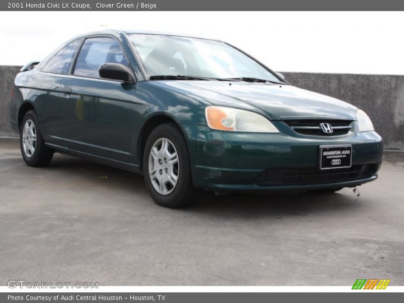 Clover Green / Beige 2001 Honda Civic LX Coupe