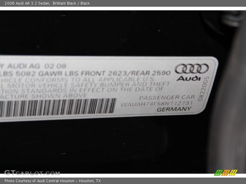 Brilliant Black / Black 2008 Audi A6 3.2 Sedan