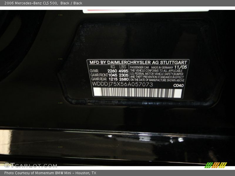 Black / Black 2006 Mercedes-Benz CLS 500
