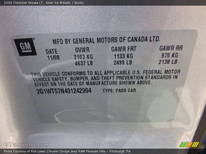 Silver Ice Metallic / Ebony 2009 Chevrolet Impala LT