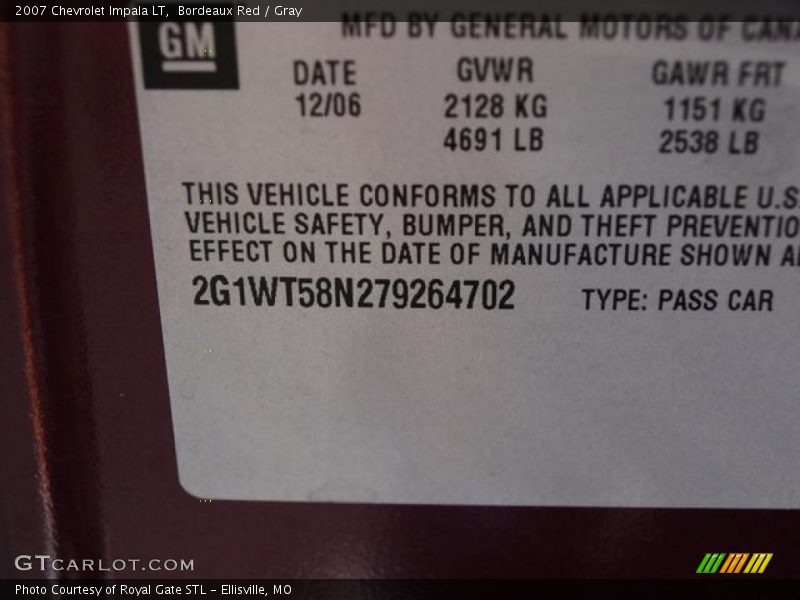 Bordeaux Red / Gray 2007 Chevrolet Impala LT