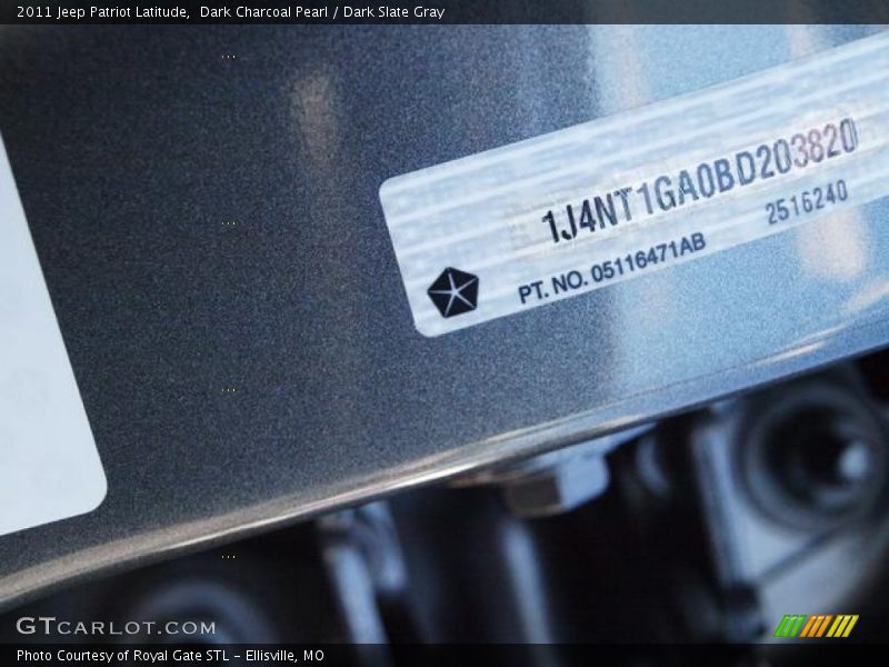 Dark Charcoal Pearl / Dark Slate Gray 2011 Jeep Patriot Latitude