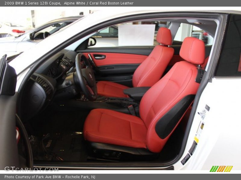 Alpine White / Coral Red Boston Leather 2009 BMW 1 Series 128i Coupe