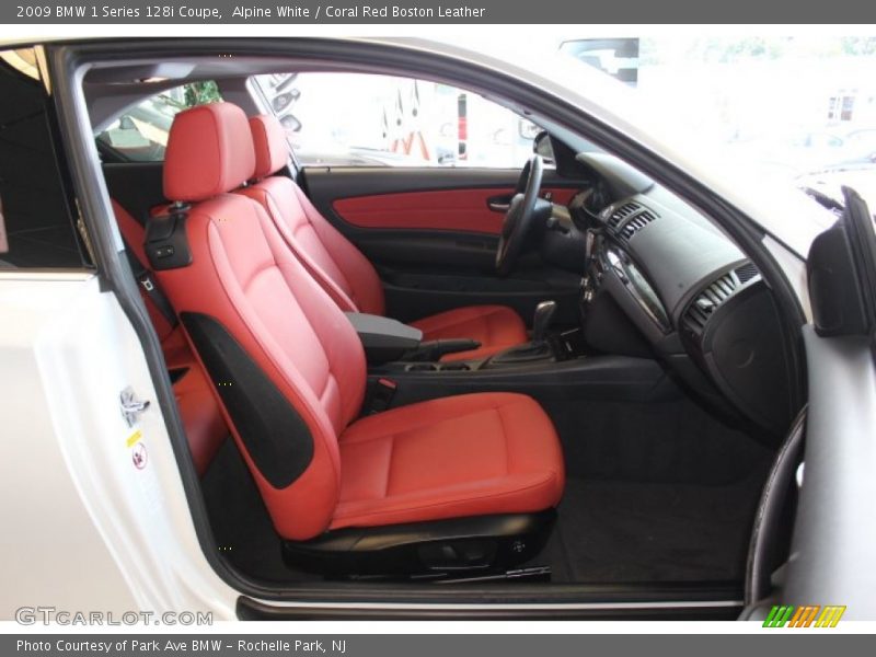 Alpine White / Coral Red Boston Leather 2009 BMW 1 Series 128i Coupe