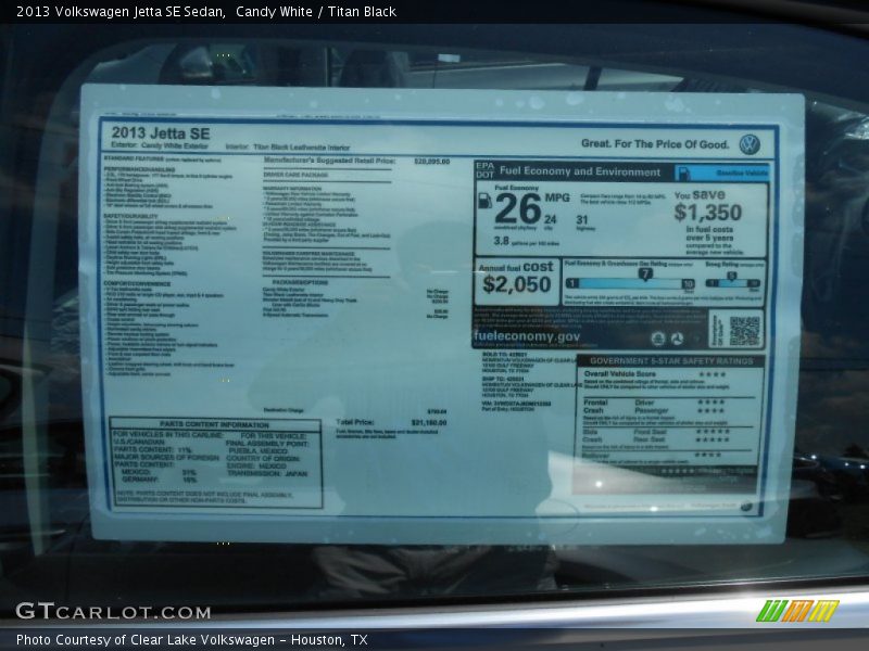 Candy White / Titan Black 2013 Volkswagen Jetta SE Sedan