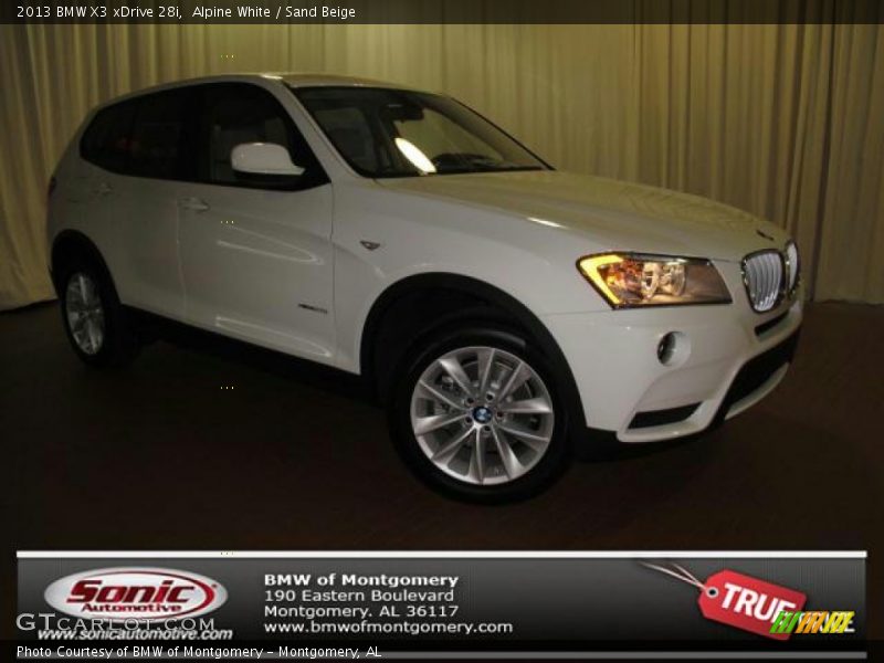 Alpine White / Sand Beige 2013 BMW X3 xDrive 28i