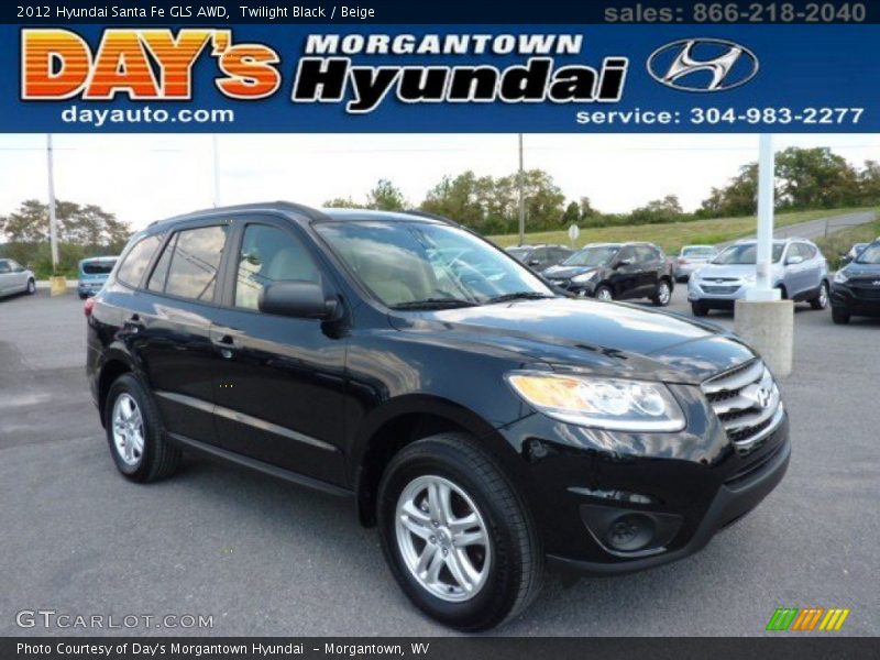 Twilight Black / Beige 2012 Hyundai Santa Fe GLS AWD