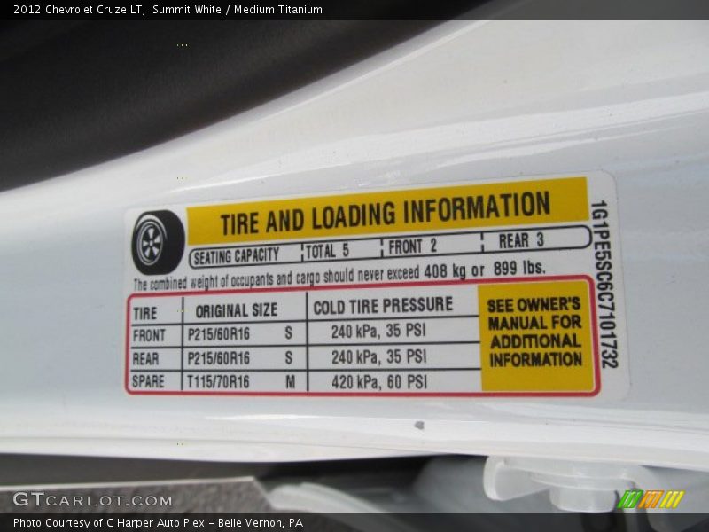 Summit White / Medium Titanium 2012 Chevrolet Cruze LT
