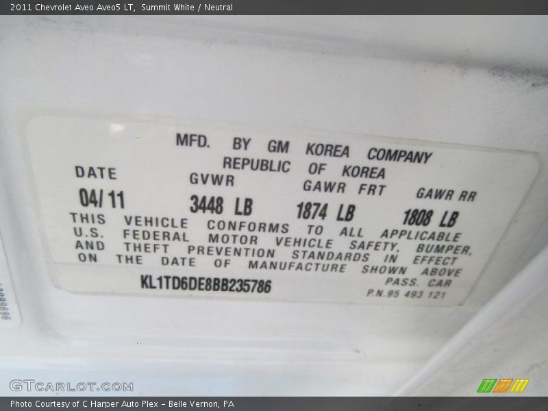 Summit White / Neutral 2011 Chevrolet Aveo Aveo5 LT