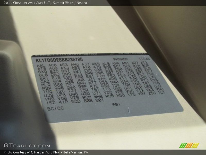 Summit White / Neutral 2011 Chevrolet Aveo Aveo5 LT