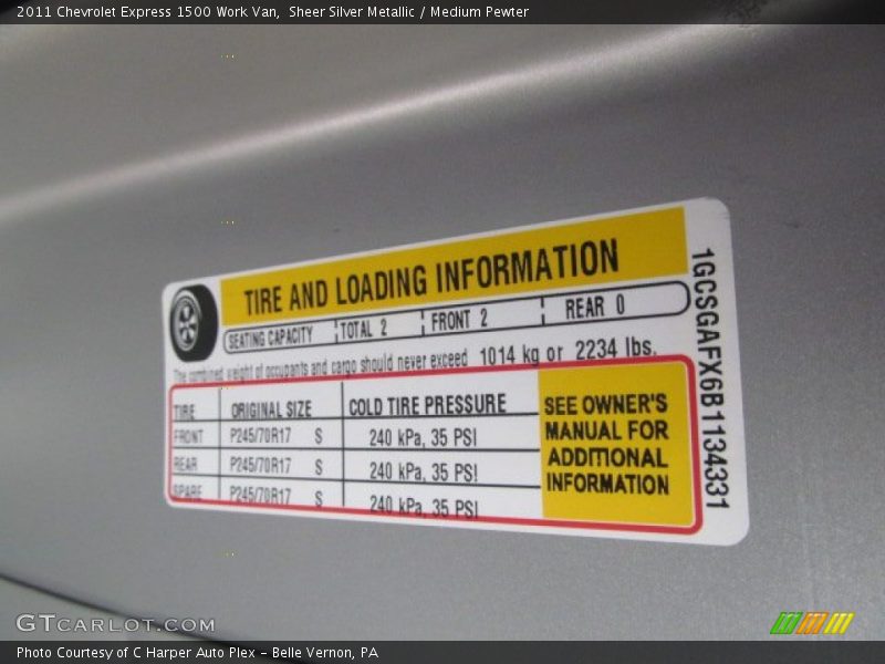Sheer Silver Metallic / Medium Pewter 2011 Chevrolet Express 1500 Work Van