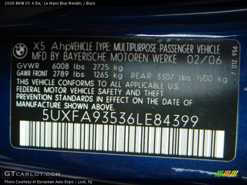 Le Mans Blue Metallic / Black 2006 BMW X5 4.8is