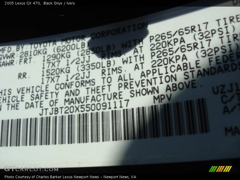 Black Onyx / Ivory 2005 Lexus GX 470