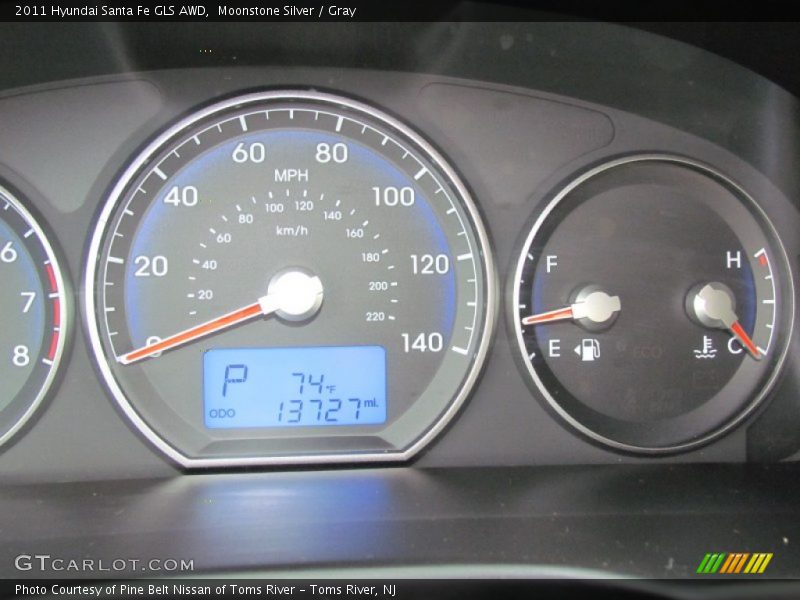 Moonstone Silver / Gray 2011 Hyundai Santa Fe GLS AWD