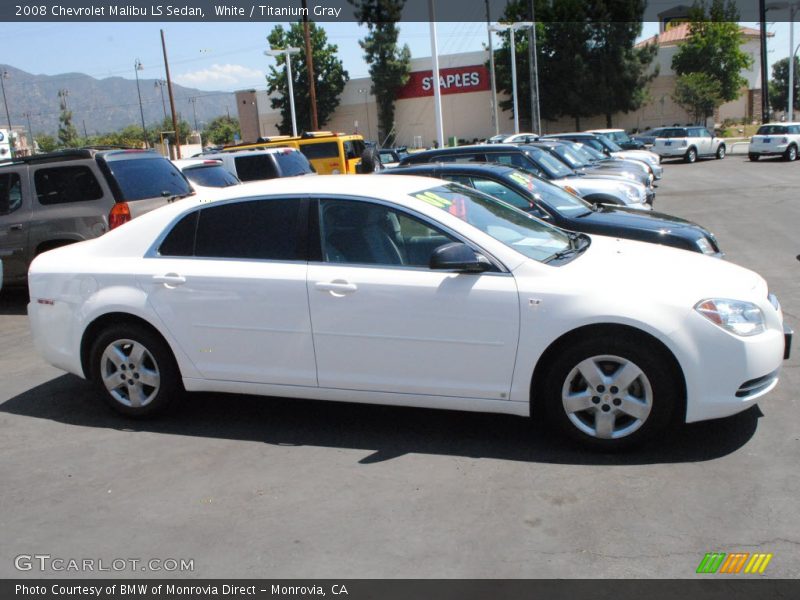 White / Titanium Gray 2008 Chevrolet Malibu LS Sedan