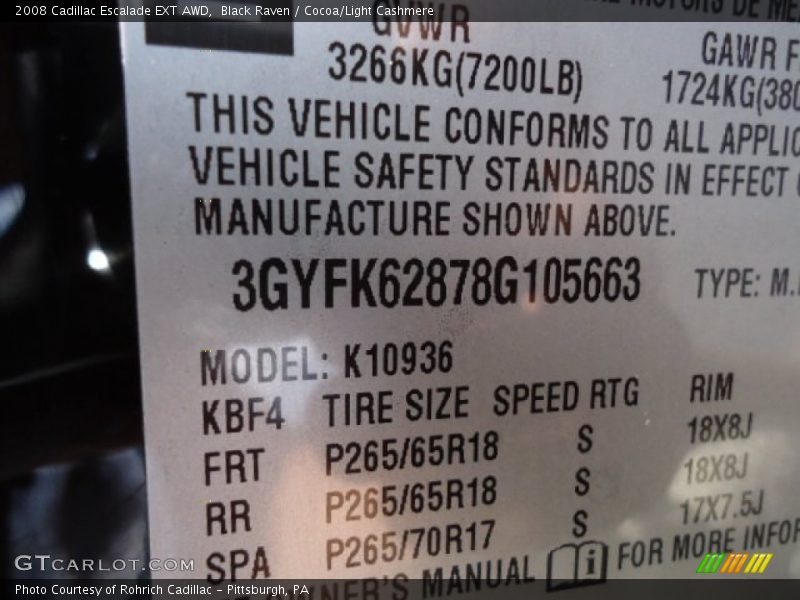 Black Raven / Cocoa/Light Cashmere 2008 Cadillac Escalade EXT AWD