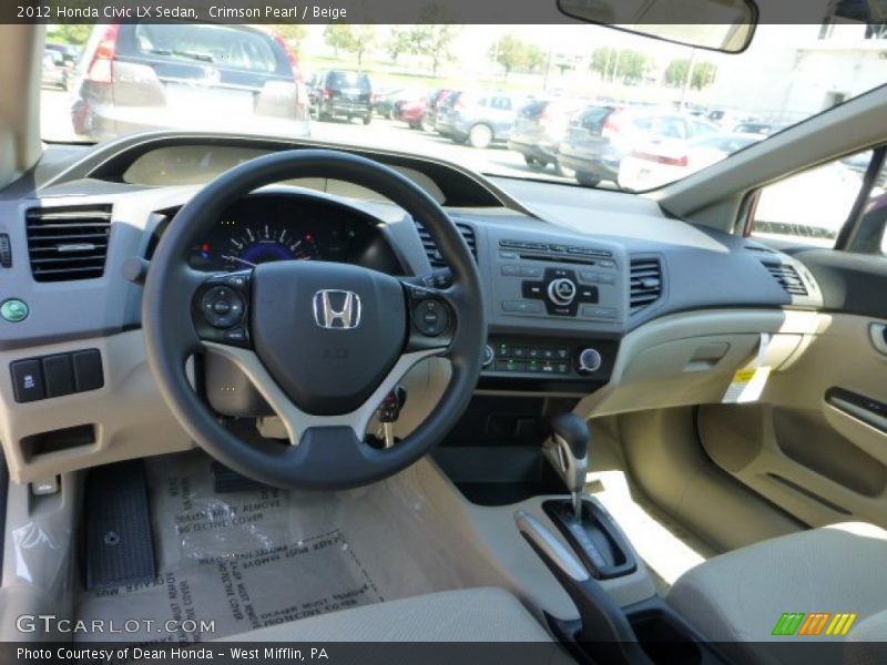 Crimson Pearl / Beige 2012 Honda Civic LX Sedan