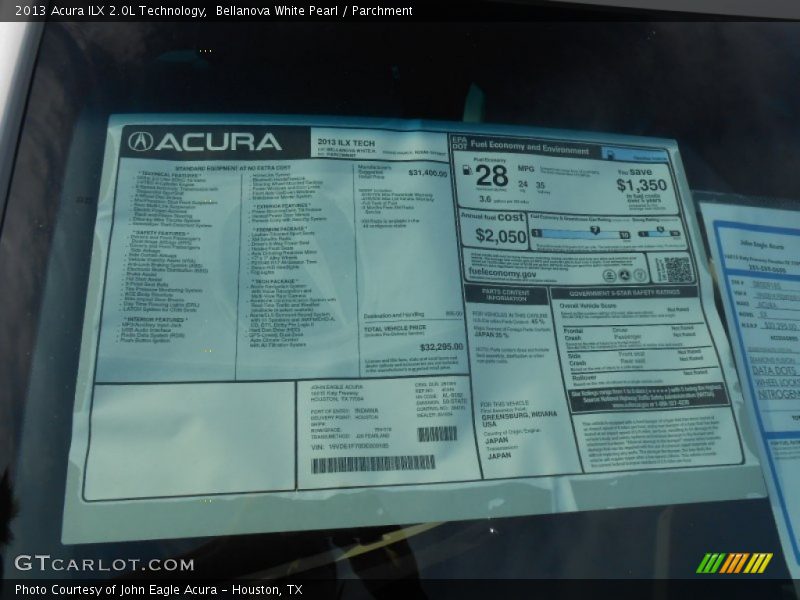 Bellanova White Pearl / Parchment 2013 Acura ILX 2.0L Technology