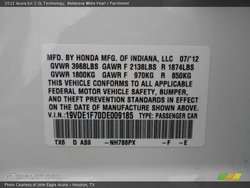Bellanova White Pearl / Parchment 2013 Acura ILX 2.0L Technology