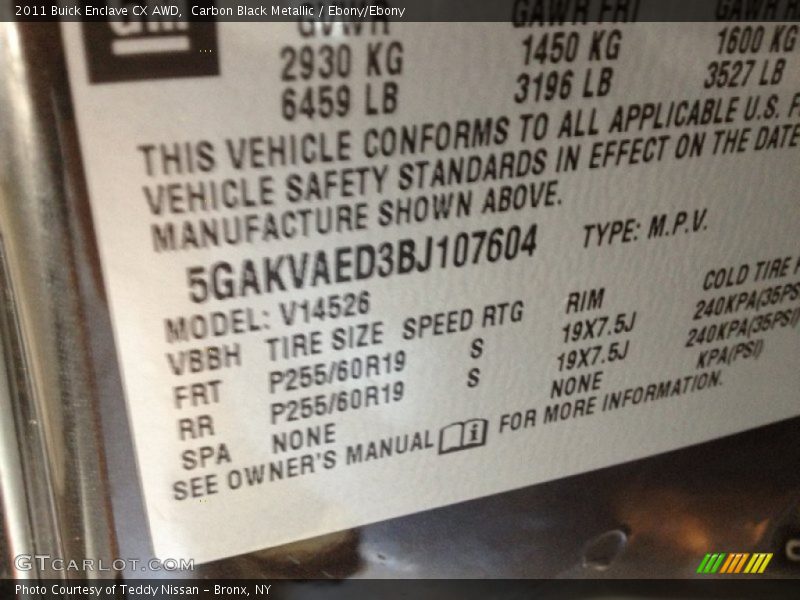 Carbon Black Metallic / Ebony/Ebony 2011 Buick Enclave CX AWD
