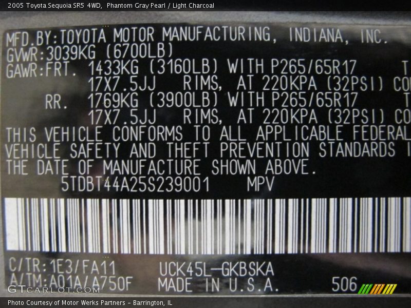Phantom Gray Pearl / Light Charcoal 2005 Toyota Sequoia SR5 4WD